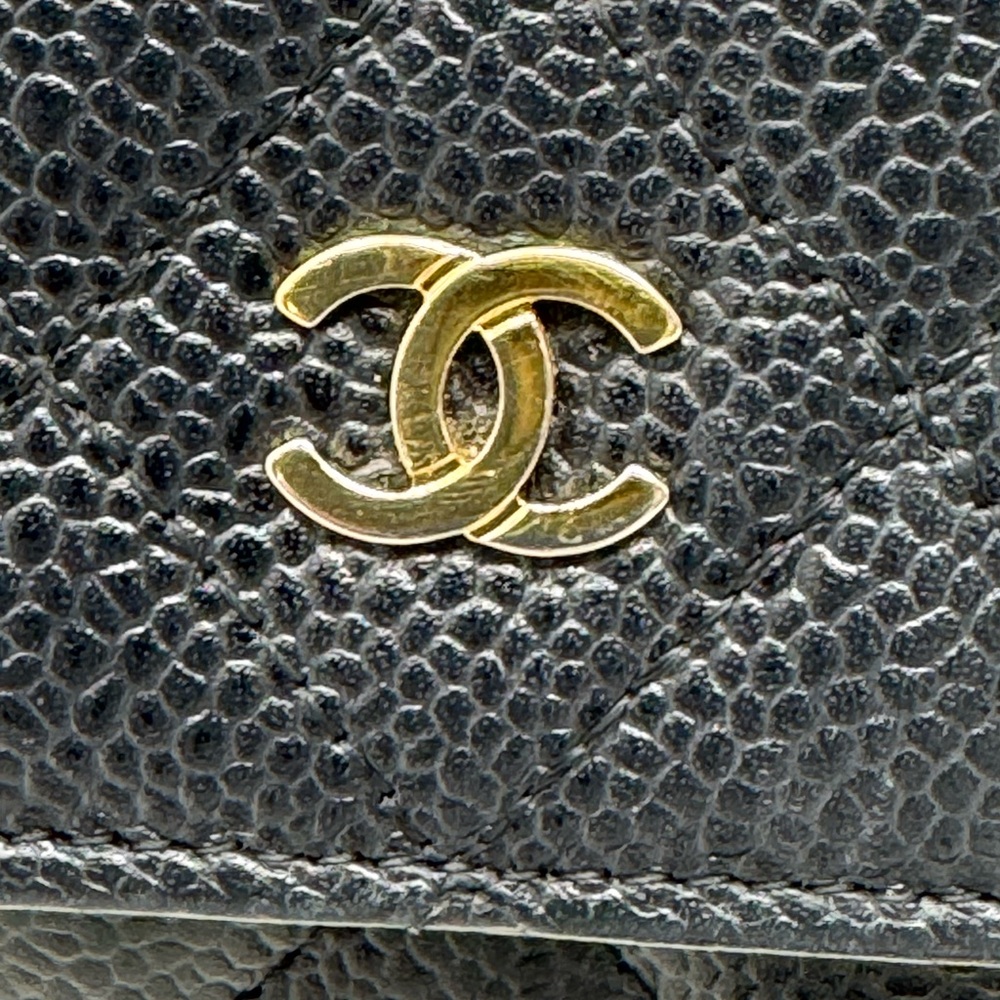 💯Authentic Chanel Black Quilted Caviar Leather Long Wallet Iconic CC Logo - Picture 7 of 9